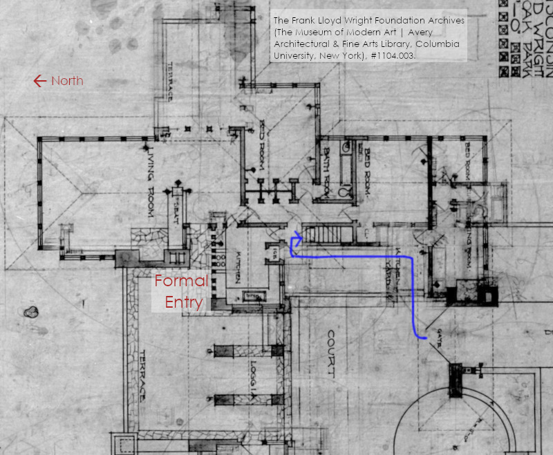 Detail, Taliesin floor plan. June 1911. The Frank Lloyd Wright Foundation Archives (The Museum of Modern Art | Avery Architectural and Fine Arts Library, Columbia University, New York), #1104.003.