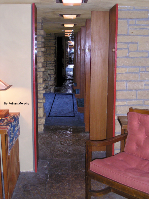 Interior of Taliesin, looking toward Entry Foyer. Photograph by Keiran Murphy, September 3, 2003.