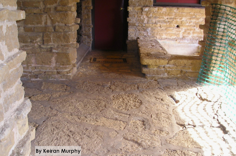 Exterior of Taliesin, taken early in the work for Taliesin's Save America's Treasures drainage project from 2003-04. Photograph by Keiran Murphy, October 20, 2003.