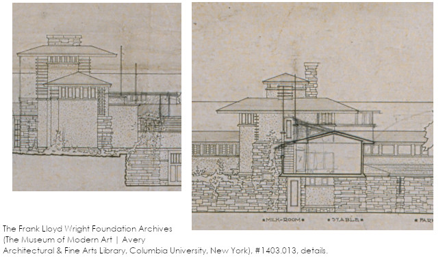 Taliesin drawings on linen. The Frank Lloyd Wright Foundation Archive (The Museum of Modern Art | Avery Architectural and Fine Arts Library, Columbia University, New York), #1403.013, details.